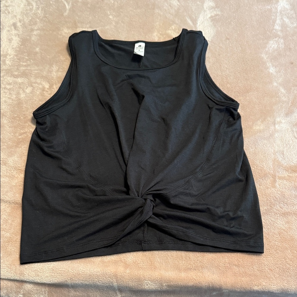 Waverly Black Sleeveless Crop Muscle Tee